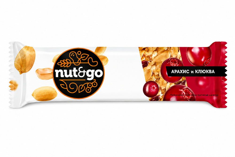 Батончик Яшкино Nut N Go, из арахиса и клюквы, 18 шт по 42 г