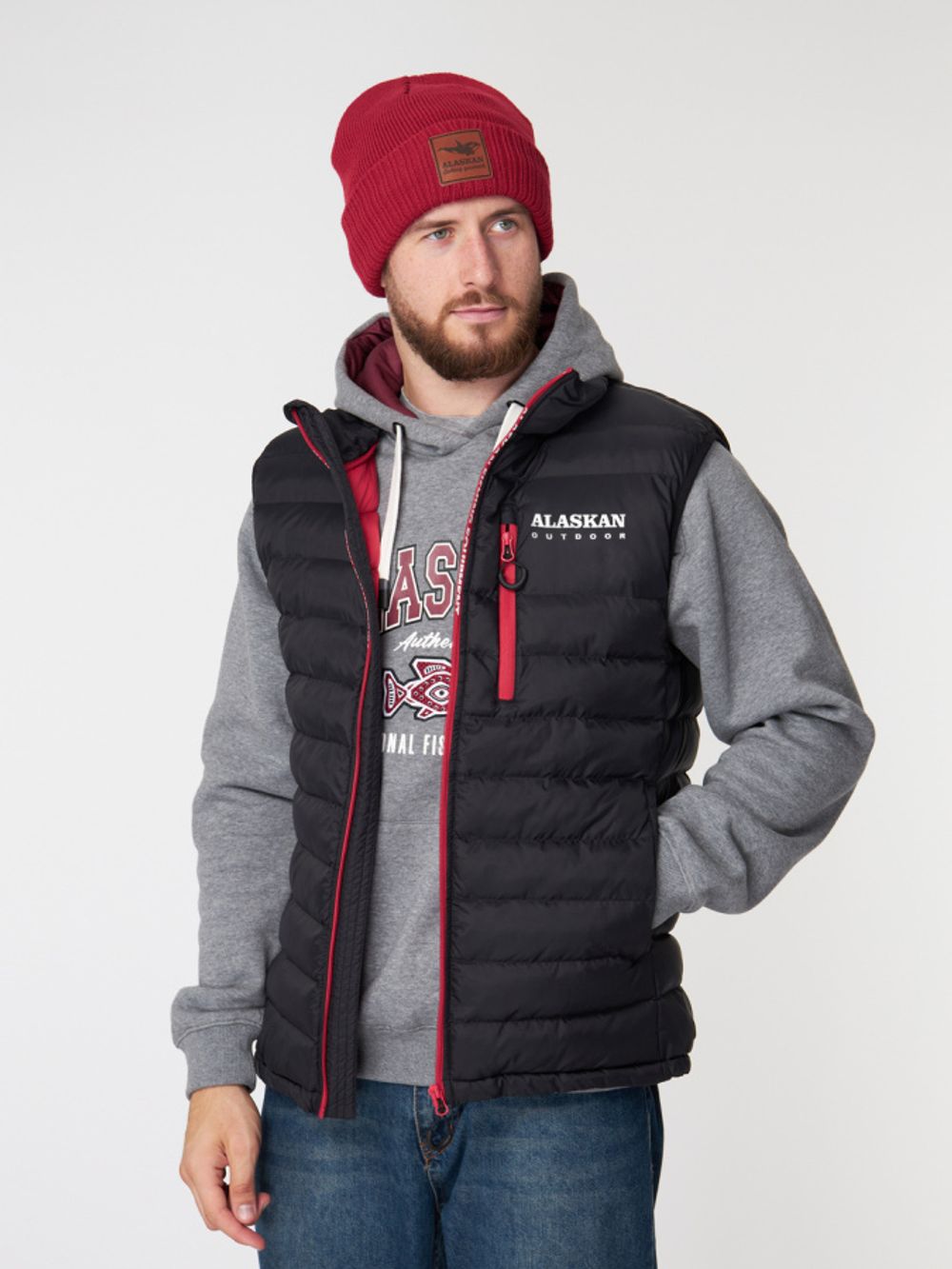 Жилет Alaskan Juneau Vest Black L утепленный стеганый черный /красный
