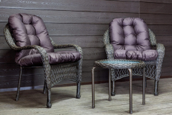 Садовый комплект из искусственного ротанга Мэдисон НЬЮ (Medison NEW) Balcony set с круглым столиком с подушками на сиденье и спинку