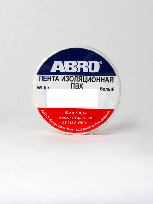 Изолента ПВХ ABRO белая (19ммх9,1м)