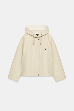 ZARA ПАРКА С КАРМАНАМИ И КАПЮШОНОМ — ZW COLLECTION, БЕЖЕВЫЙ