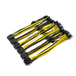 Переходник PCI-E 8 pin (6+2 pin) 22 см для видеокарты / 8-контактный GPU кабель разветвитель удлинитель питания для майнинга желтый (6 шт.)