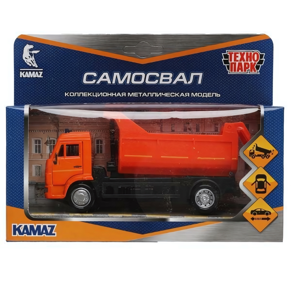 Модель ин. мет. "Kamaz Самосвал" 14см. двери, подвиж дет, в коробка (Технопарк)