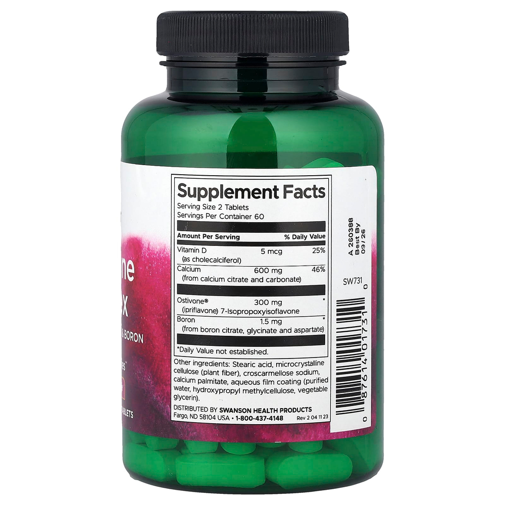 Swanson Vitamins, Комплекс иприфлавона с витамином D, кальцием и бором, 120 таблеток