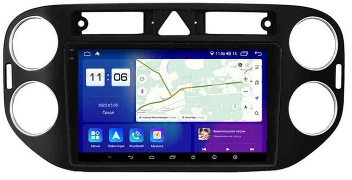Магнитола для Volkswagen Tiguan 1 2011-2016 (рамка чёрная) - Parafar PF488T1LUX1RN2K на Android 13, Быстрая, QLED+2K, CarPlay, 4G SIM-слот