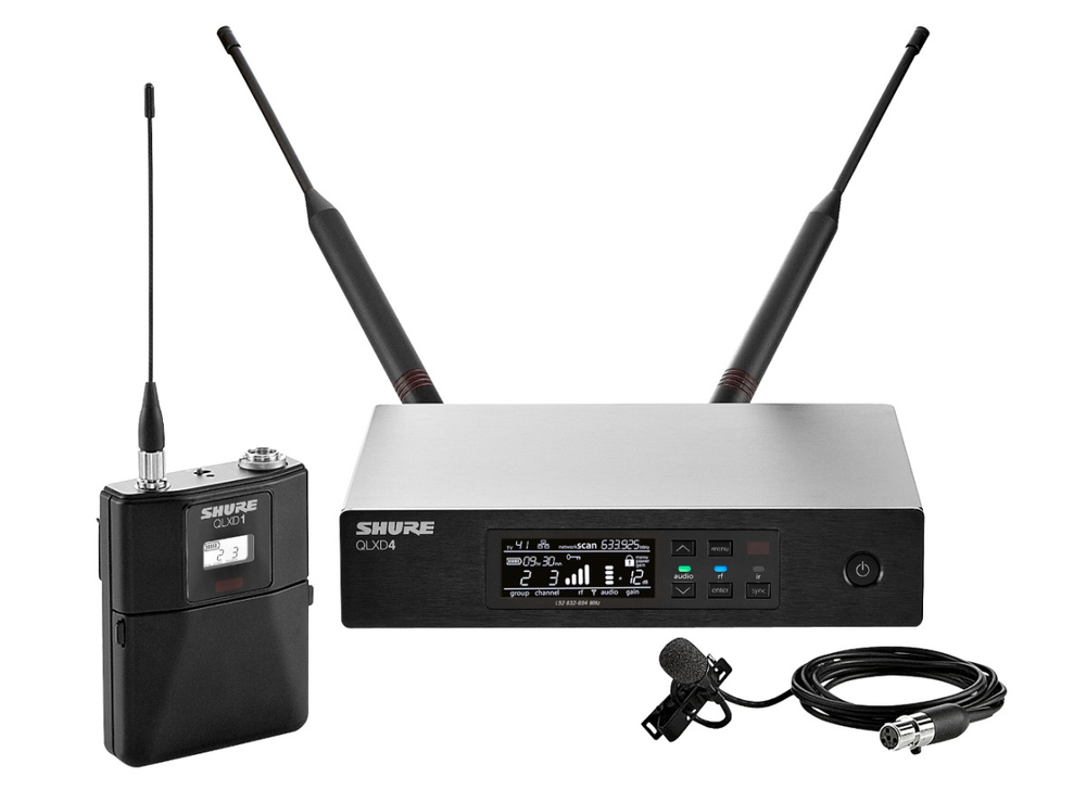 SHURE QLXD14E/150/C G51 радиосистема с поясным передатчиком и петличным микрофоном MX150C (кардиоидный)