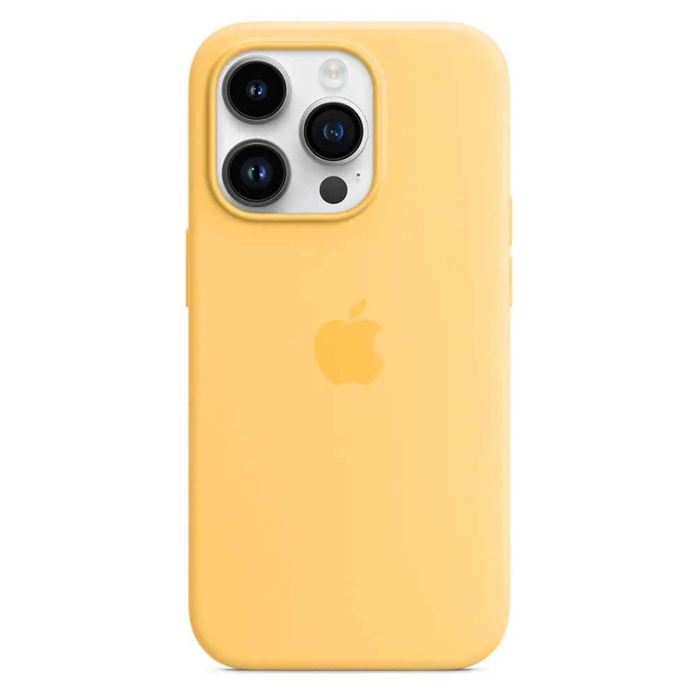 Силиконовый чехол с поддержкой MagSafe Apple Silicone Case для iPhone 14 Pro, Sunglow (Бледно-желтый)