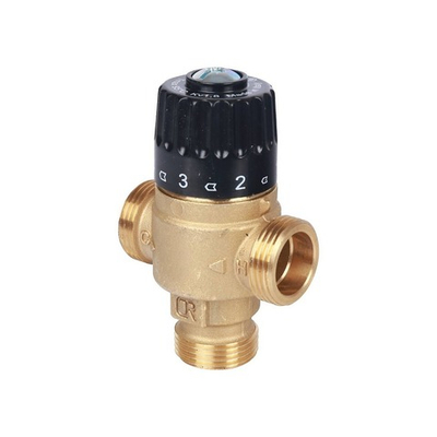 Клапан термостатический смесительный STOUT - 3/4" (НР, 30-65°C, Kvs 1.8, T-образное смешивание)