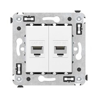 Компьютерная розетка RJ-45 без шторки в стену, кат.5е двойная, "Avanti", "Белое облако"
