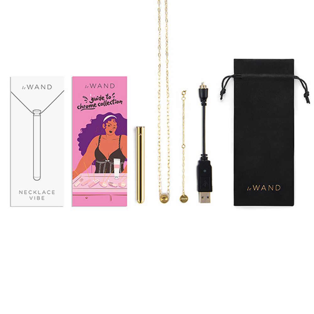 Золотистый вибростимулятор-кулон 9,5см на цепочке Le Wand Vibrating Necklace Gold LW-047-GD