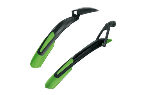 Крылья 29" SHOCKBLADE/X-BLADE, к-кт перед./задн. крепеж: перед. бустер вилки, задн. б/съемн. за подсед. штырь шир. 90мм, 2х-комп. пластик, зел-черн