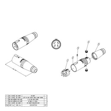 Amphenol AP-4-12 - Кабельный разъем AP, штекер, точеные контакты, корпус из термопластика, черный