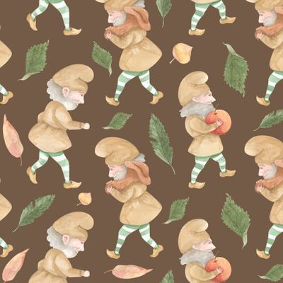 Гномы коричневый фон