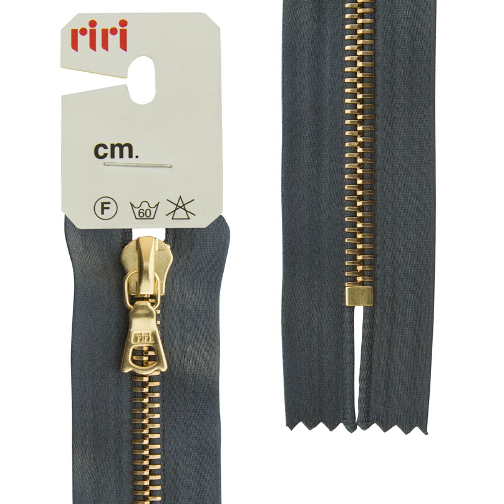 Молния металл RIRI Т6 (6 мм) 1 зам., н/раз., 16 см, Gold, атласная тесьма, цв.2121, серый стальной, 1 шт Молния металл RIRI Т6 (6 мм) 1 зам., н/раз., 16 см, Gold, атласная тесьма, цв.2121, серый стальной, 1 шт