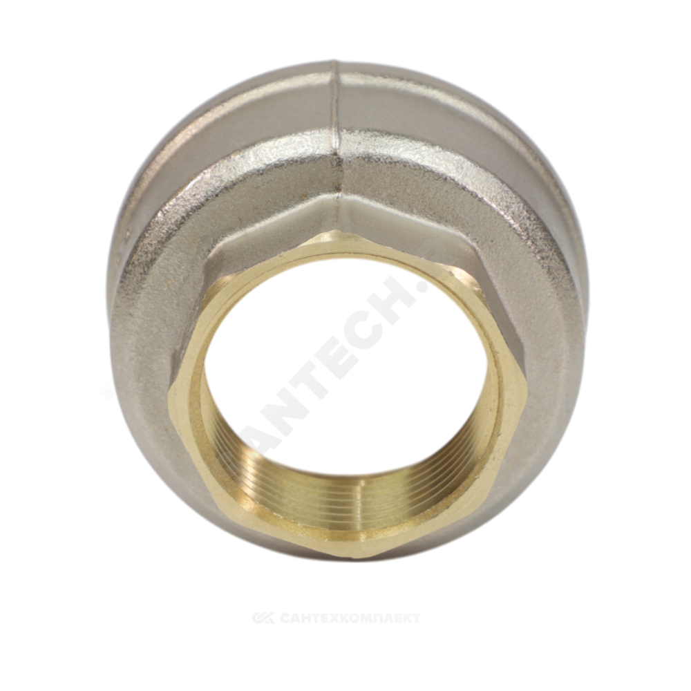 Муфта латунь никель переходная Ду 40х25 (1 1/2"х1") ВР/ВР 9019 ГОСТ 32585-2013 Aquasfera 9019-07