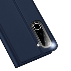Чехол книжка из кожи синего цвета для смартфона Infinix Hot 70, серия Skin Pro Series от Dux Ducis