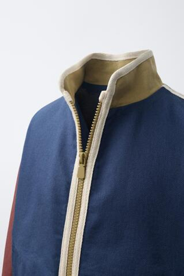 ZARA КУРТКА COLORBLOCK, МОРСКОЙ СИНИЙ