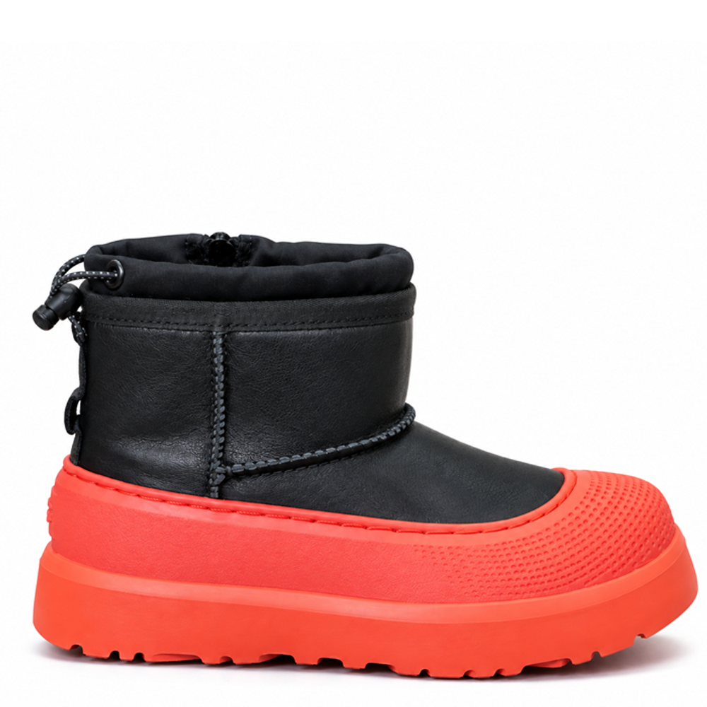 Ugg Kids Mini Hybrid Black Leather Orange