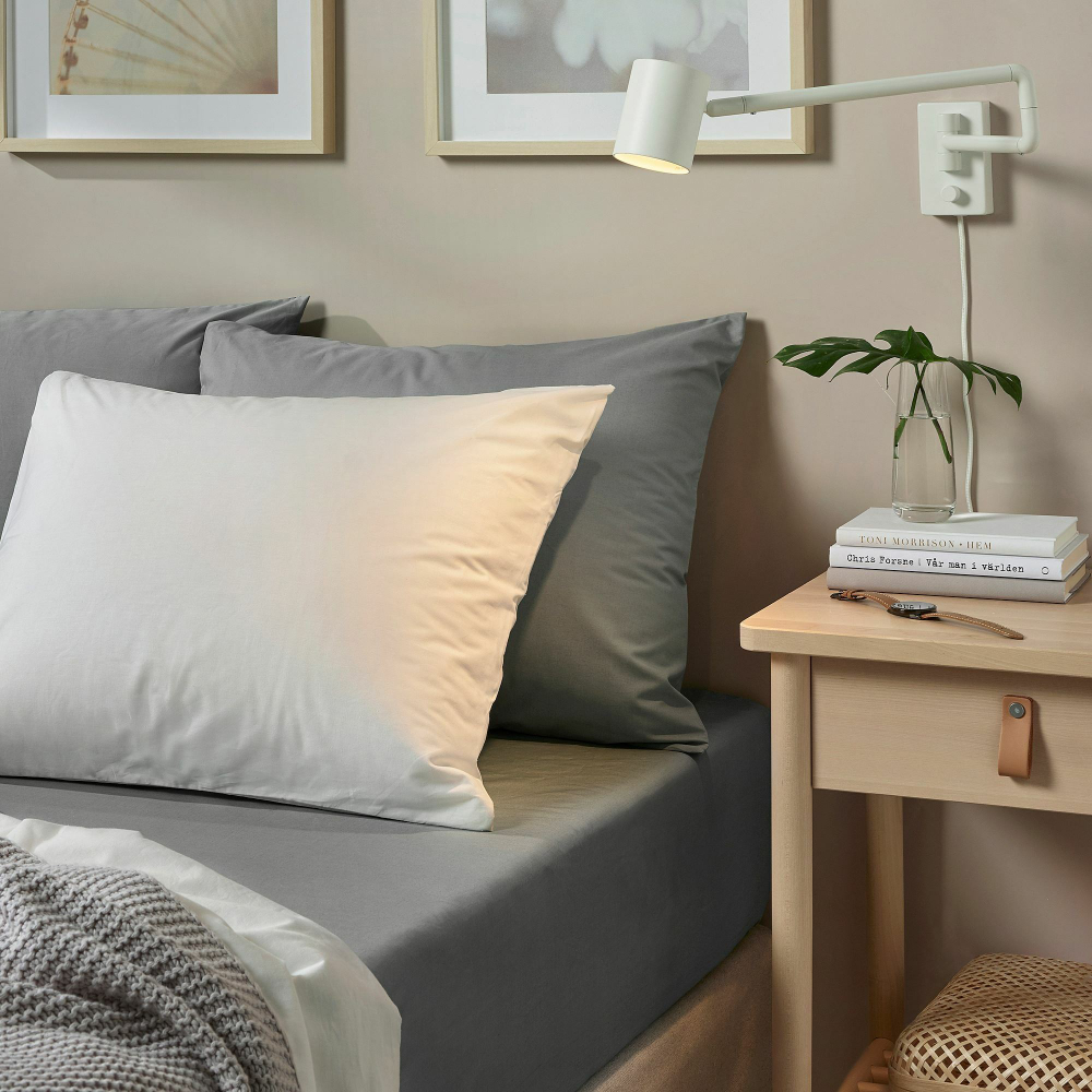 Простыня на резинке IKEA ULLVIDE (УЛЛЬВИДЕ), Серый, 180х200 см