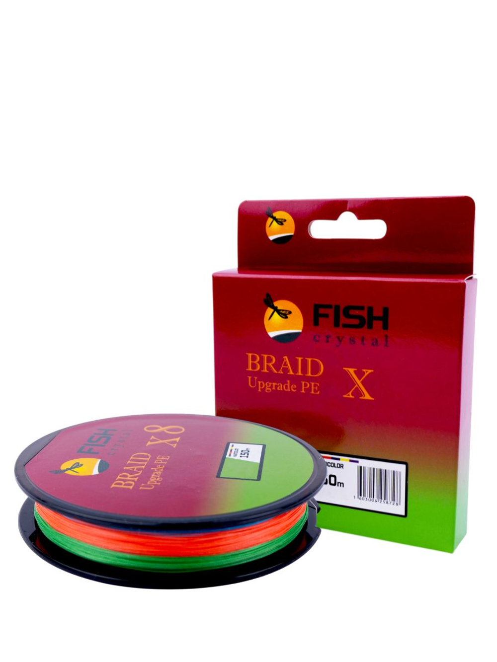 Плетеный шнур для рыбалки Fish Crystal BRAID UPGRADE PE X8 150 м, 5-ти цветный, 0.16 мм, 9кг