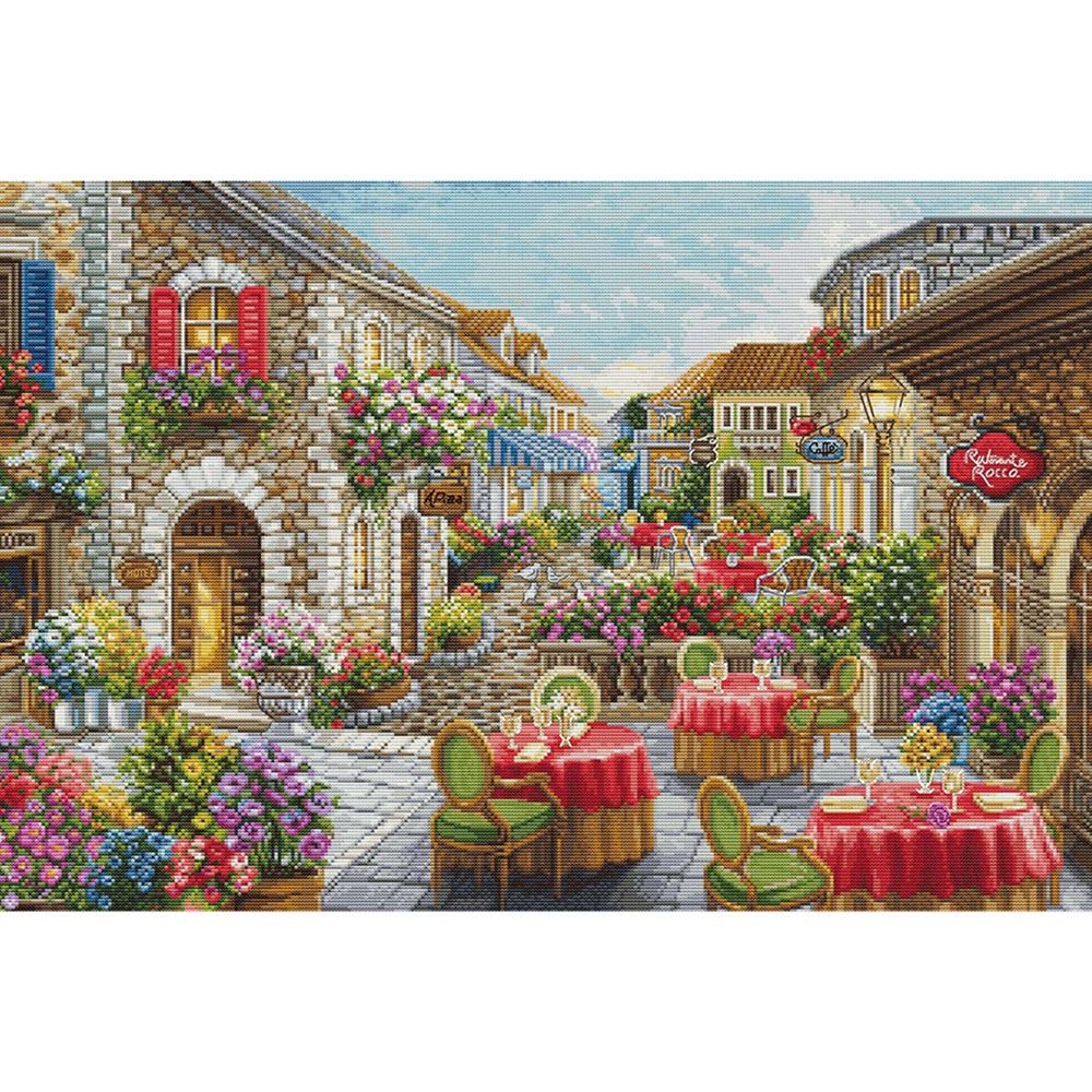 Набор для вышивания нитками Luca-S, Кафе Фиори, 52х35 см