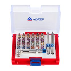МАСТАК (058-11028C) Набор вставок (бит) 1/4", TORX, HEX, Pozidriv, Phillips, Slotted, 28 предметов