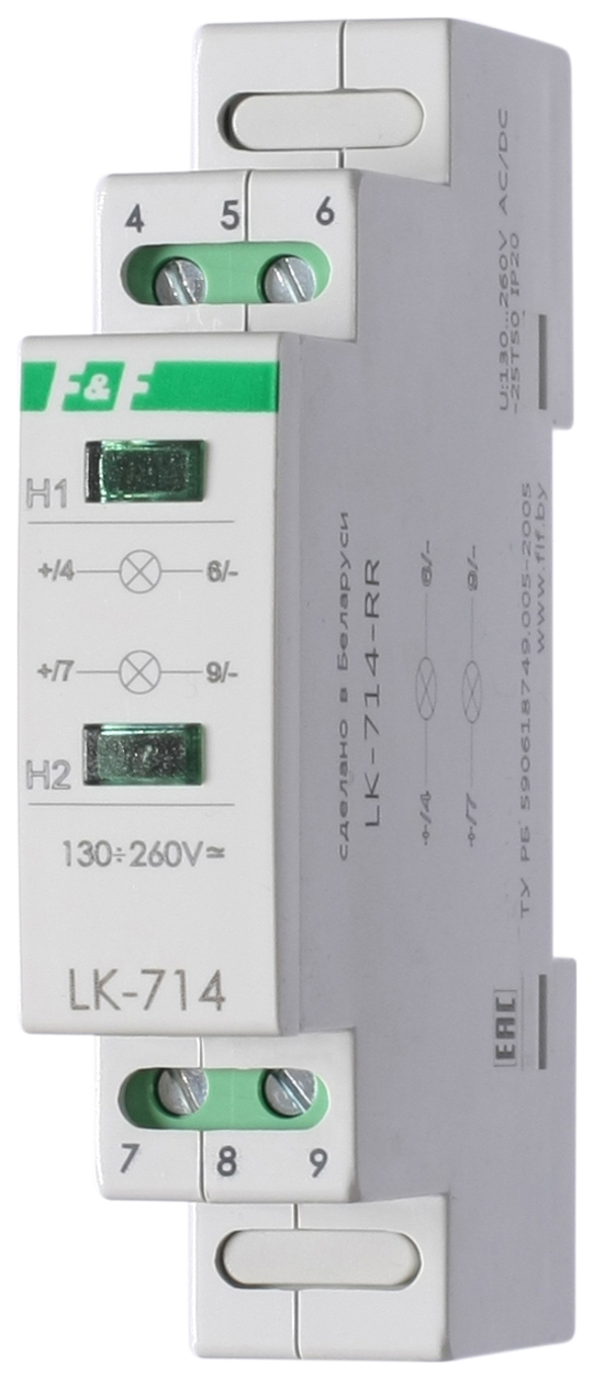 Указатель напряжения (вольтметр) LK-714 1-фазн. 130-260 AC/DC с сигнализацией наличия 2-х напряжений F&F