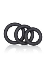 Набор из 3-х эрекционных колец Dr. Joel Kaplan Silicone Support Rings (Цвет: черный)