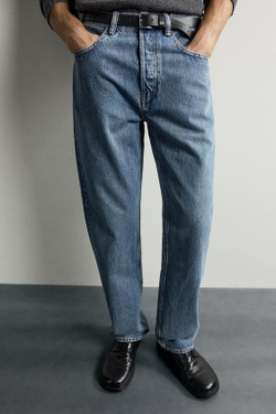 ZARA ДЖИНСЫ STRAIGHT FIT УДЛИНЕННЫЕ, ВЫЦВЕТШИЙ СИНИЙ