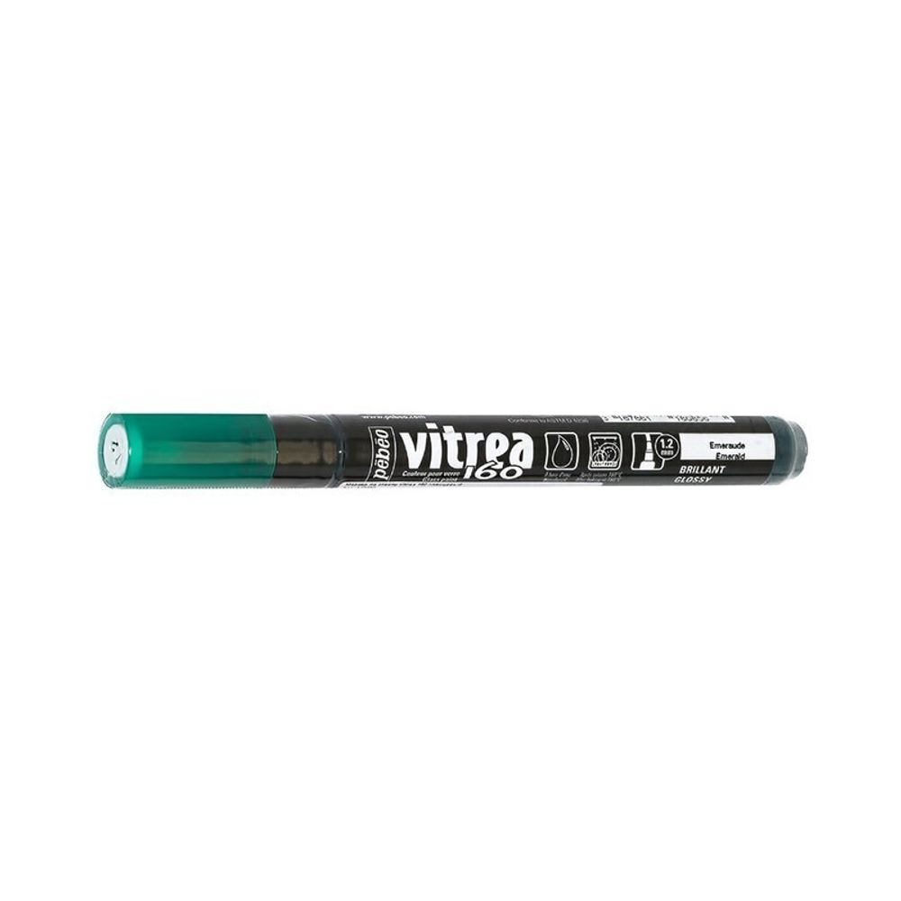 Маркер по стеклу Vitrea 160 глянцевый 1.2 мм, перо круглое, 6 шт, 118085 изумрудный, Pebeo