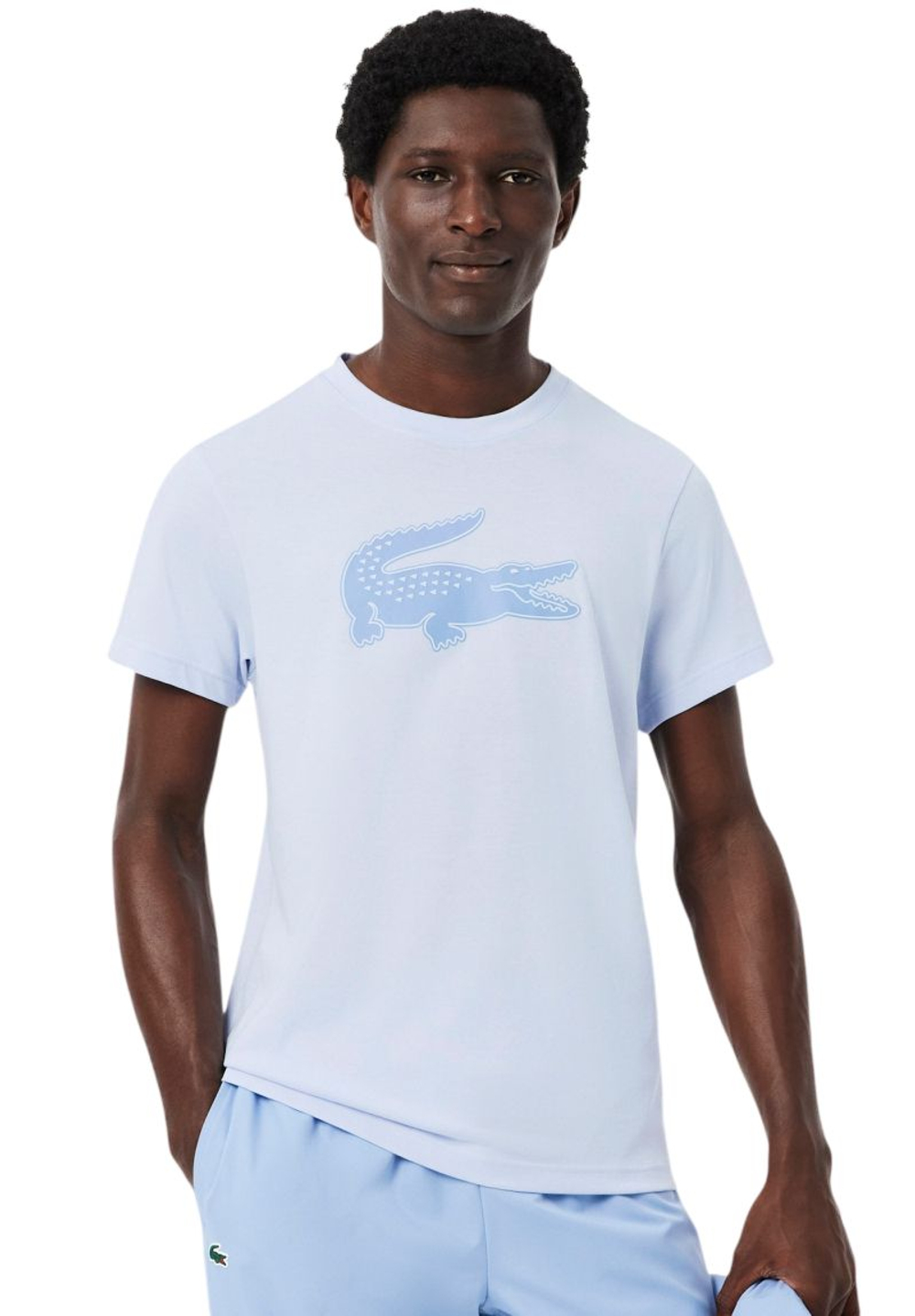 Мужская теннисная футболка Lacoste Ultra Dry 3D Print Crocodile - light blue