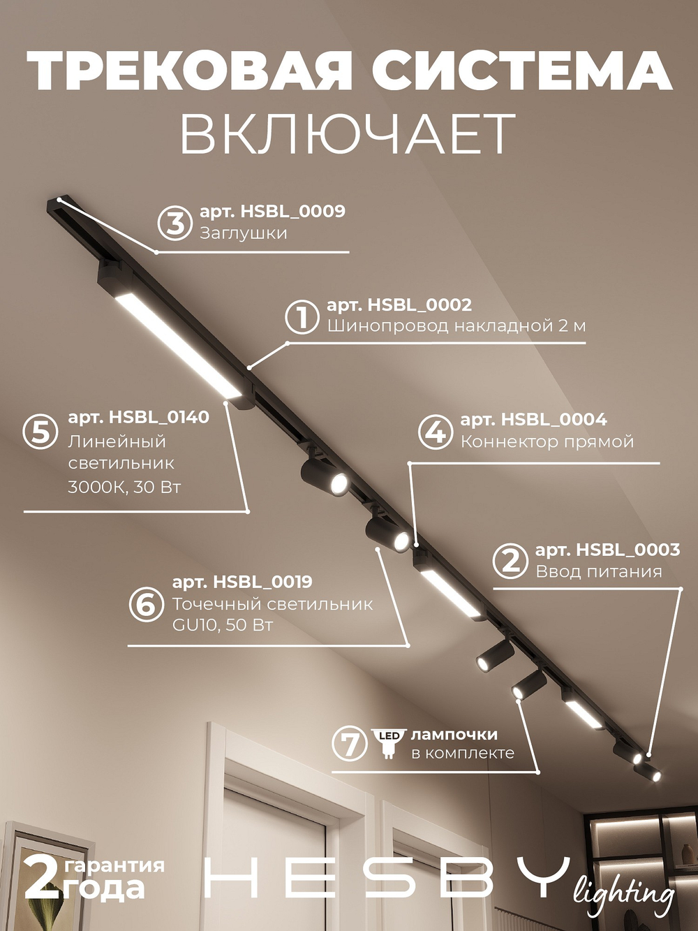 Комплект трековый Hesby Lighting Skylite No5 HSBL_kompl_S005_NI4B3K