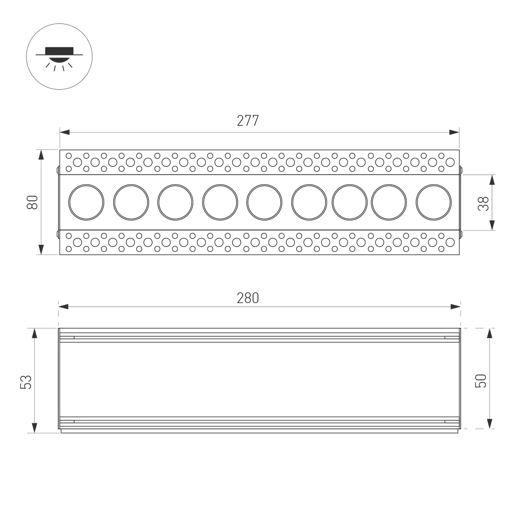 Светильник MS-ORIENT-BUILT-TRIMLESS-TC-S38x277-20W Warm3000 (WH-BK, 30 deg, 230V) (Arlight, IP20 Металл, 5 лет) 031926