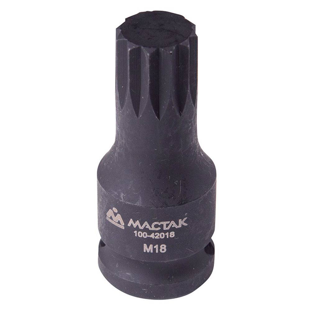 МАСТАК (100-42018) Торцевая насадка 1/2", SPLINE, M18 для болта задней ступицы VAG МАСТАК (100-42018) Торцевая насадка 1/2", SPLINE, M18 для болта задней ступицы VAG