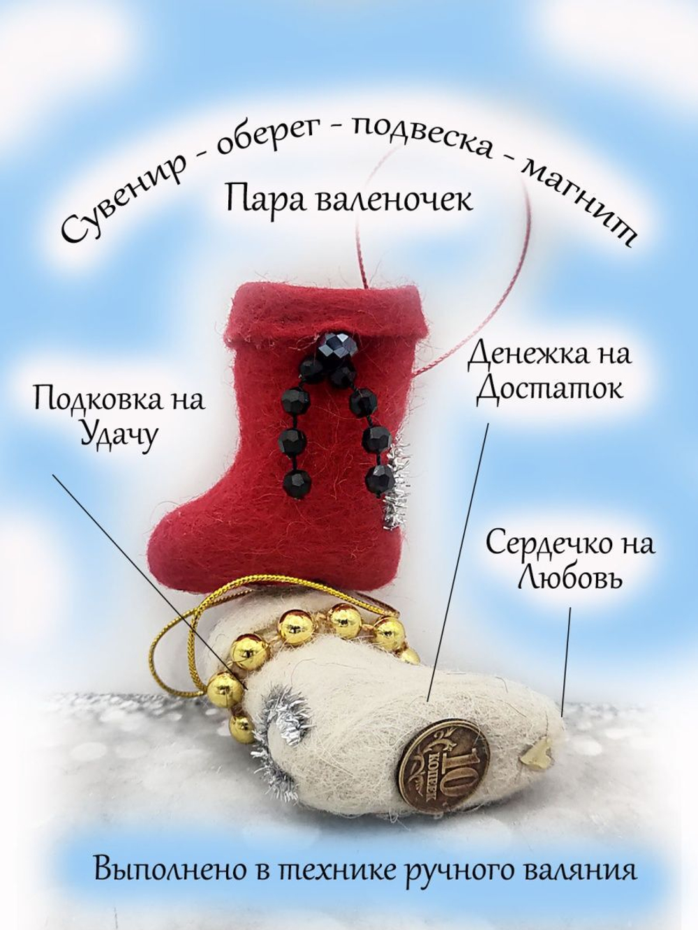 Сувенир, подвеска Валенки