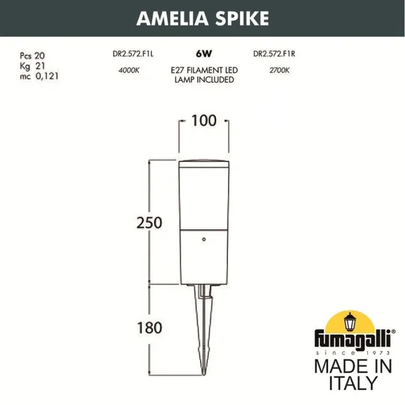 Грунтовый светильник Amelia DR2.572.000.LYE27 Fumagalli
