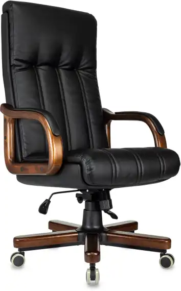 Кресло руководителя Бюрократ T-9932Walnut черный экокожа крестов. металл/дерево