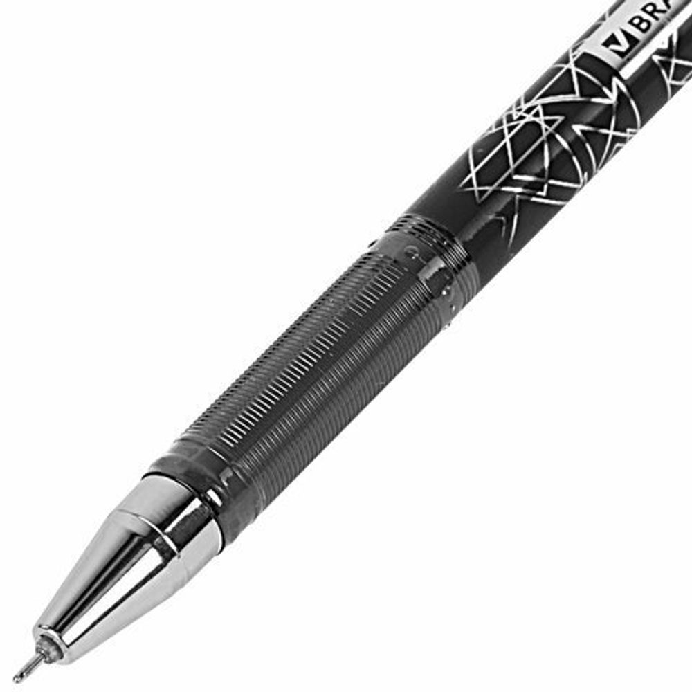 Ручка гелевая BRAUBERG "Profi-Gel PRO", 1шт, ЧЕРНАЯ, линия письма 0,4 мм, игольчатый наконечник 0,5 мм, печать на корпусе, 144124