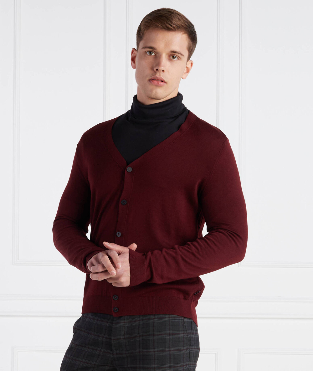 Хлопковый кардиган mardon-l BOSS BLACK - бордовый(50476356)