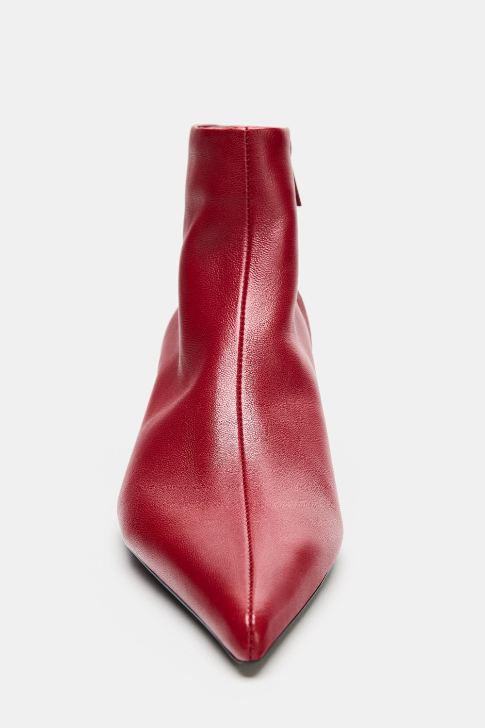 ZARA КОЖАНЫЕ БОТИЛЬОНЫ НА ТОНКОМ КАБЛУКЕ, КРАСНЫЙ