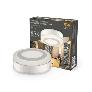 Точечный светильник накладной светодиодный 9W 3000K BL216 белый Backlight Gauss