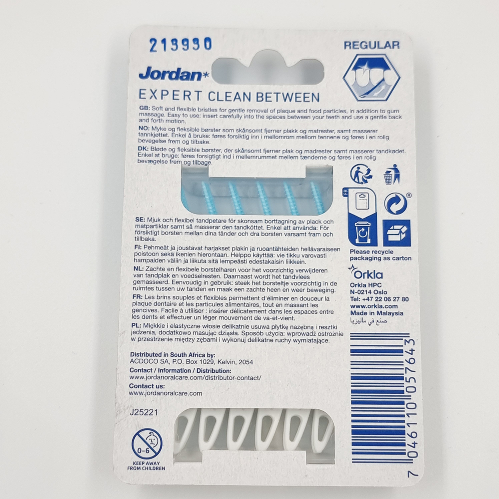 Зубочистка Jordan Expert Clean Between Regular 21 шт. голубые (Из Финляндии)