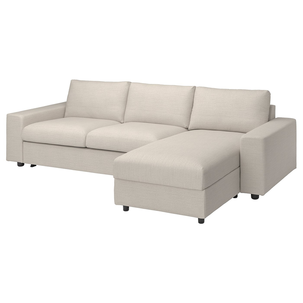 IKEA VIMLE  (ИКЕА ВИМЛЕ)  -  Чехол на раскладной диван 3-местный с шезлонгом и широкими подлокотниками - Gunnared/бежевый
