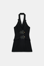 КОМБИНЕЗОН ХАЛТЕР С ДЕКОРАТИВНЫМИ ЗАСТЕЖКАМИ — ZARA