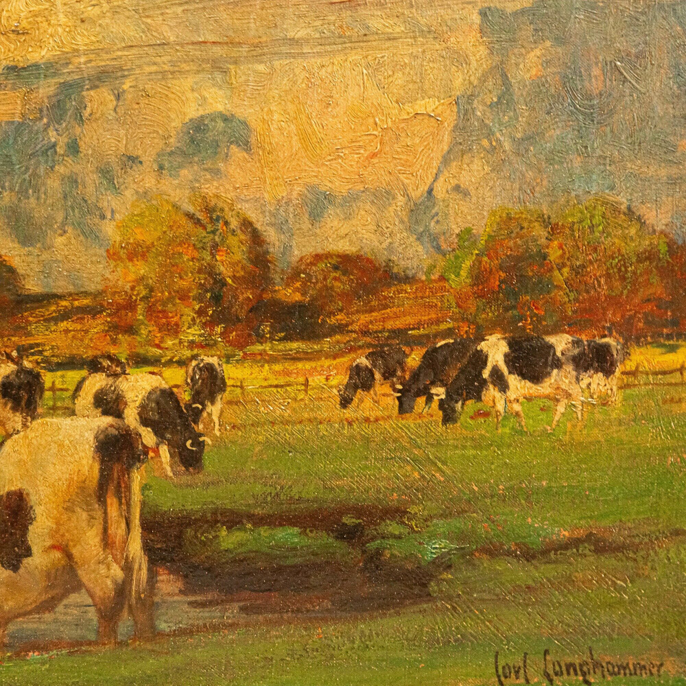 Картина «Коровы на лугу» Автор: Carl Langhammer (1868-1943) Германия