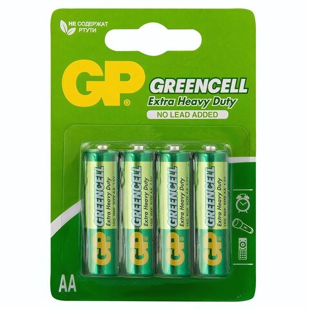 Батарейка GP Greencell Солевая R6 15G (АА) 4шт блистер 0133