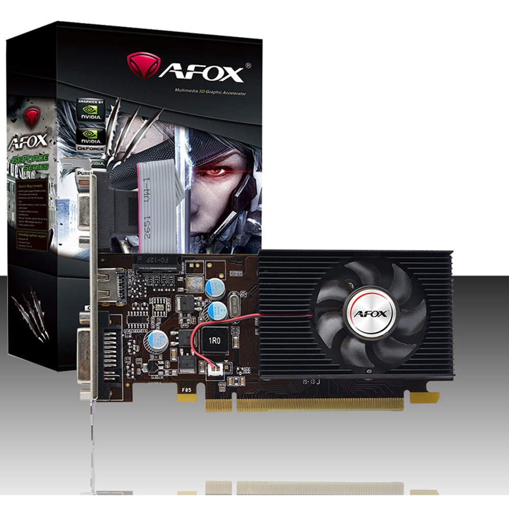 Видеокарта AFOX NVIDIA GeForce G210, 1Гб GDDR3, 64 бита, LP, Retail, PCIe2.0, 1xFAN, 1-SLOT, 30Вт, VGA, HDMI, DVI (AF210-1024D3L5)