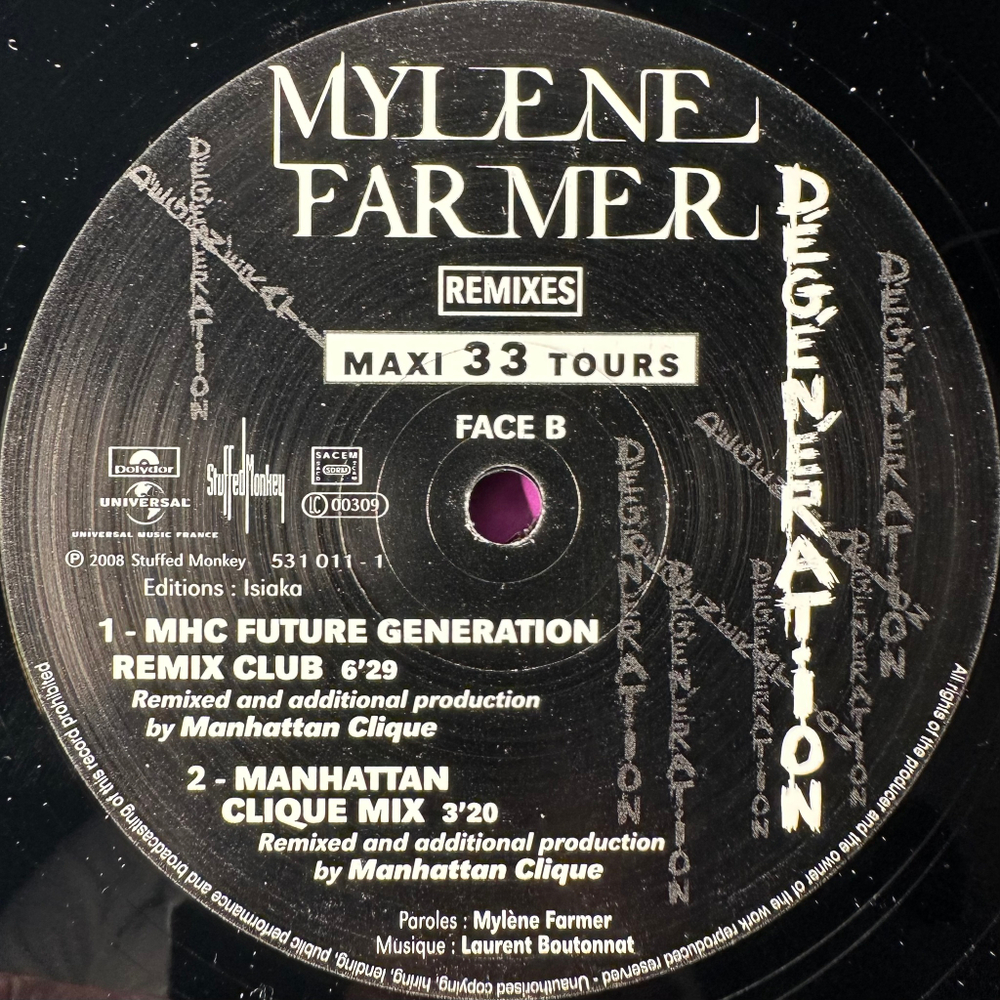 Mylene Farmer ‎– Dégénération (Remixes) Франция 2008г. Maxi-Single