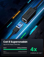 Удлинительный кабель Ethernet 8 Cat.,1m, UGREEN 50199