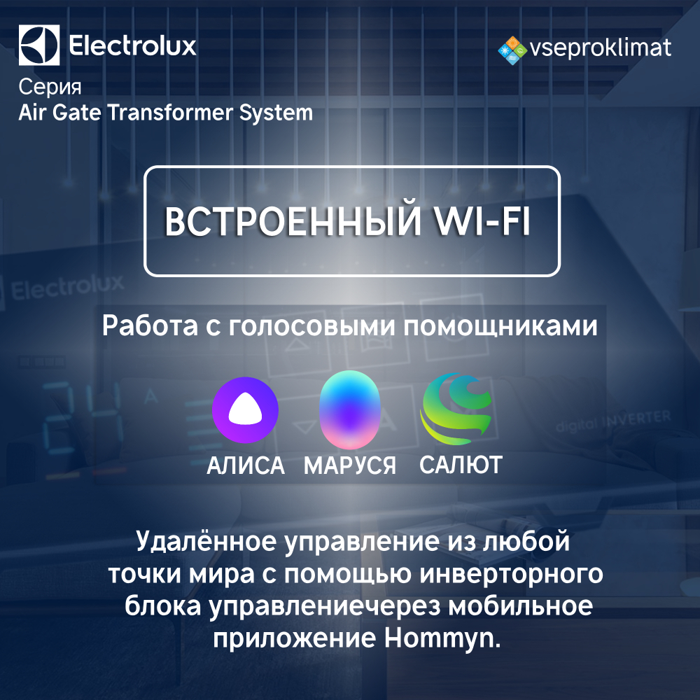 Инверторный конвектор Electrolux Air Gate Transformer с шасси и блоком управления ECH/AG2-1500 T-TUI4 с WI-FI, 10 ступеней мощности